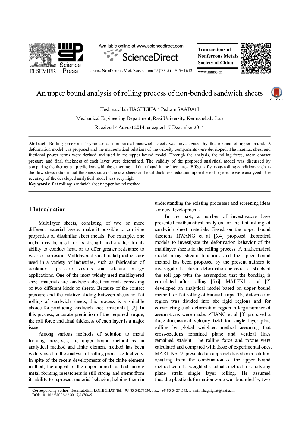 An upper bound analysis of rolling process of non-bonded sandwich sheets