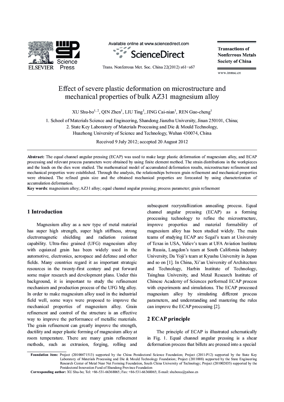 Effect of severe plastic deformation on microstructure and mechanical properties of bulk AZ31 magnesium alloy