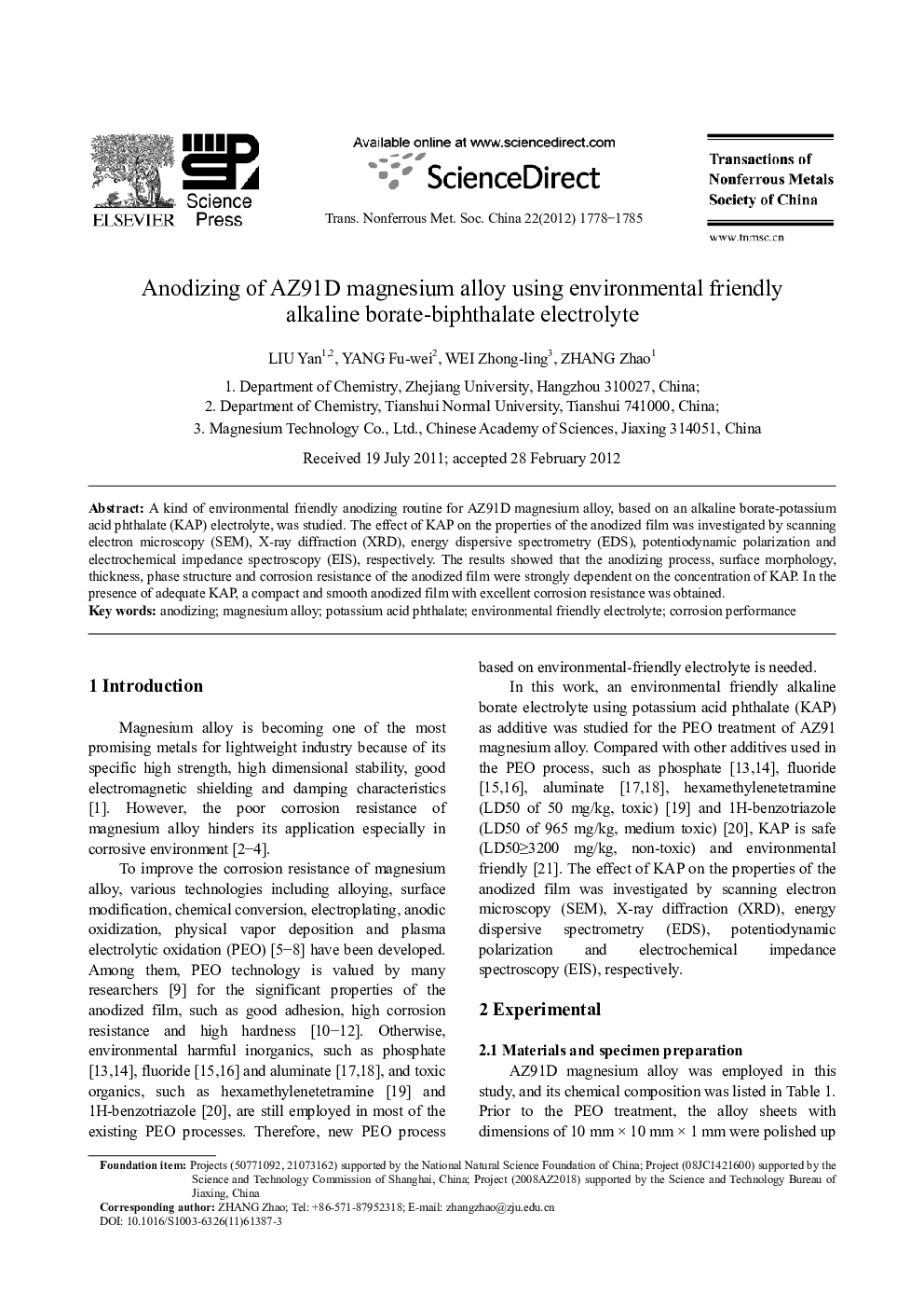 Anodizing of AZ91D magnesium alloy using environmental friendly alkaline borate-biphthalate electrolyte 