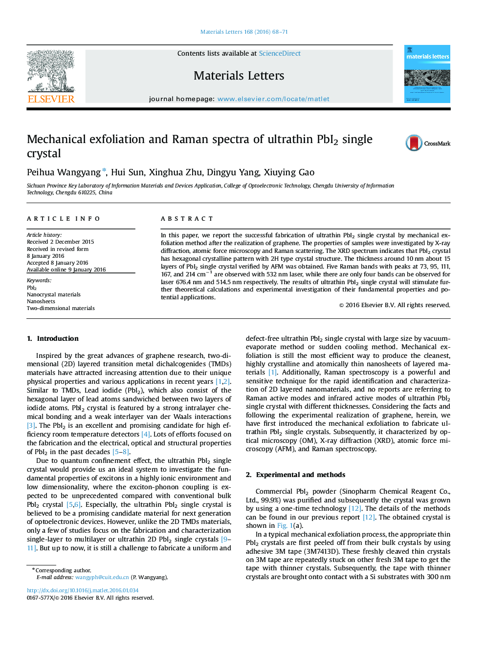 Mechanical exfoliation and Raman spectra of ultrathin PbI2 single crystal