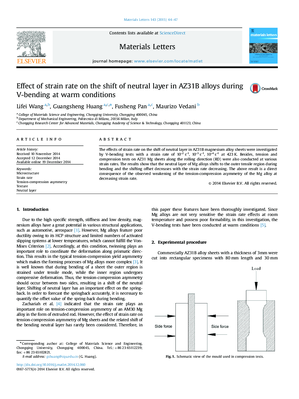 Effect of strain rate on the shift of neutral layer in AZ31B alloys during V-bending at warm conditions