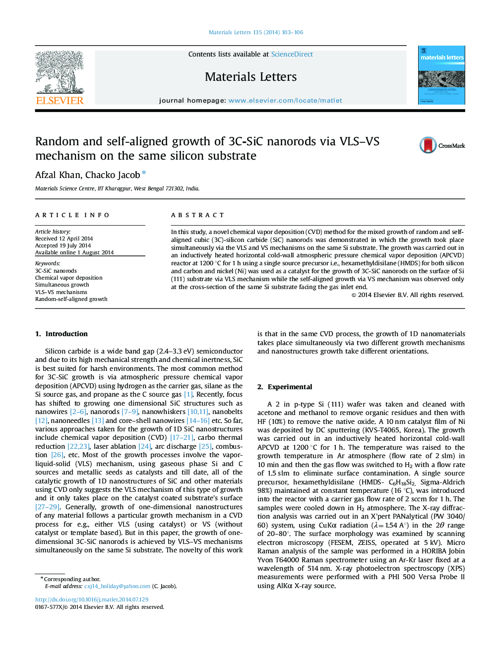 Random and self-aligned growth of 3C-SiC nanorods via VLS-VS mechanism on the same silicon substrate