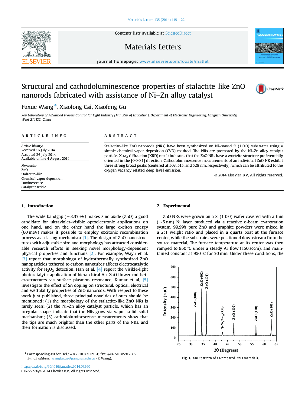 Structural and cathodoluminescence properties of stalactite-like ZnO nanorods fabricated with assistance of Ni-Zn alloy catalyst