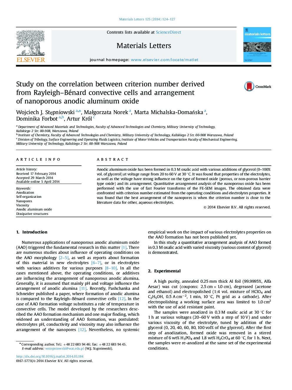 Study on the correlation between criterion number derived from Rayleigh–Bénard convective cells and arrangement of nanoporous anodic aluminum oxide