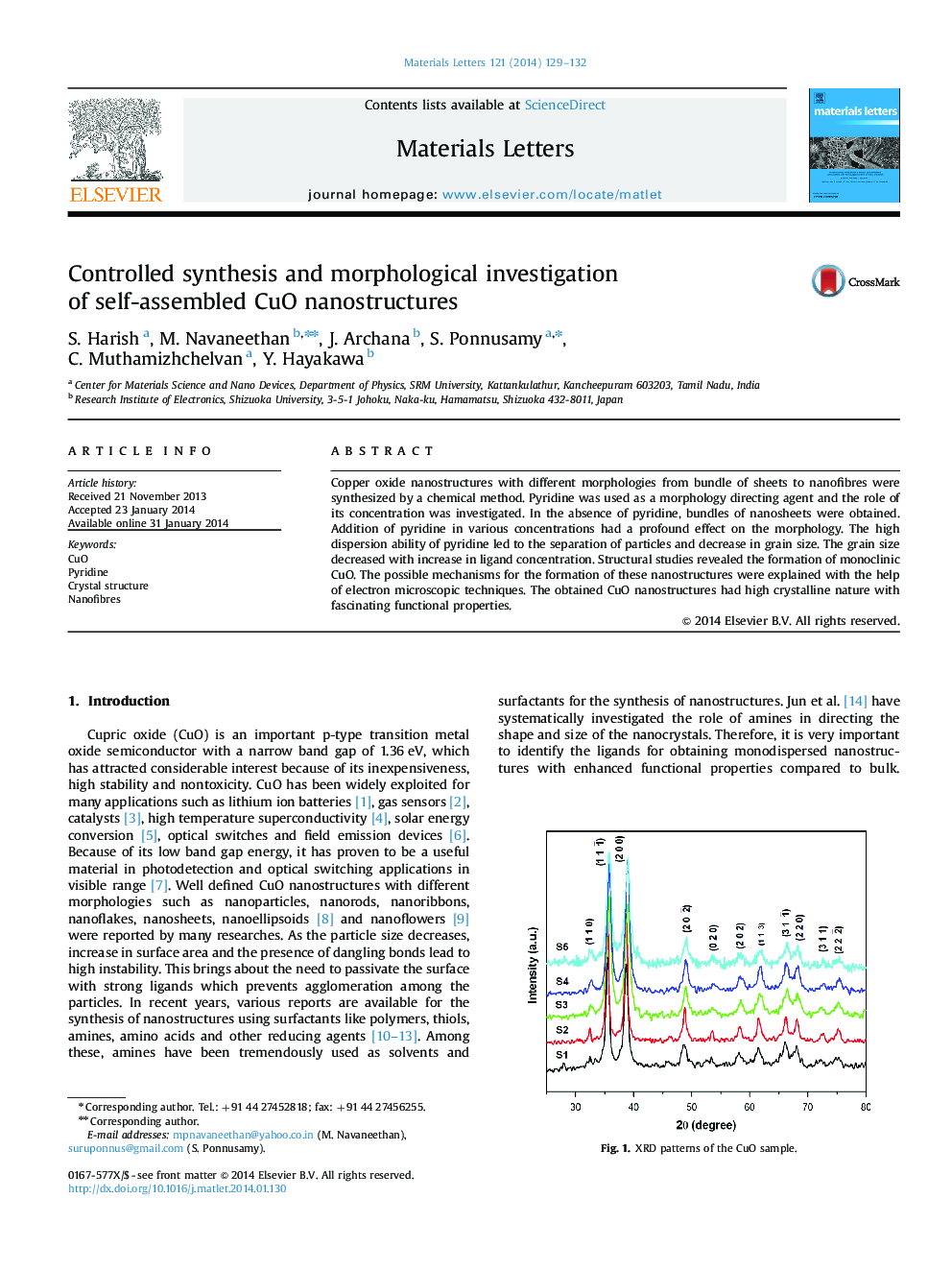 Controlled synthesis and morphological investigation of self-assembled CuO nanostructures