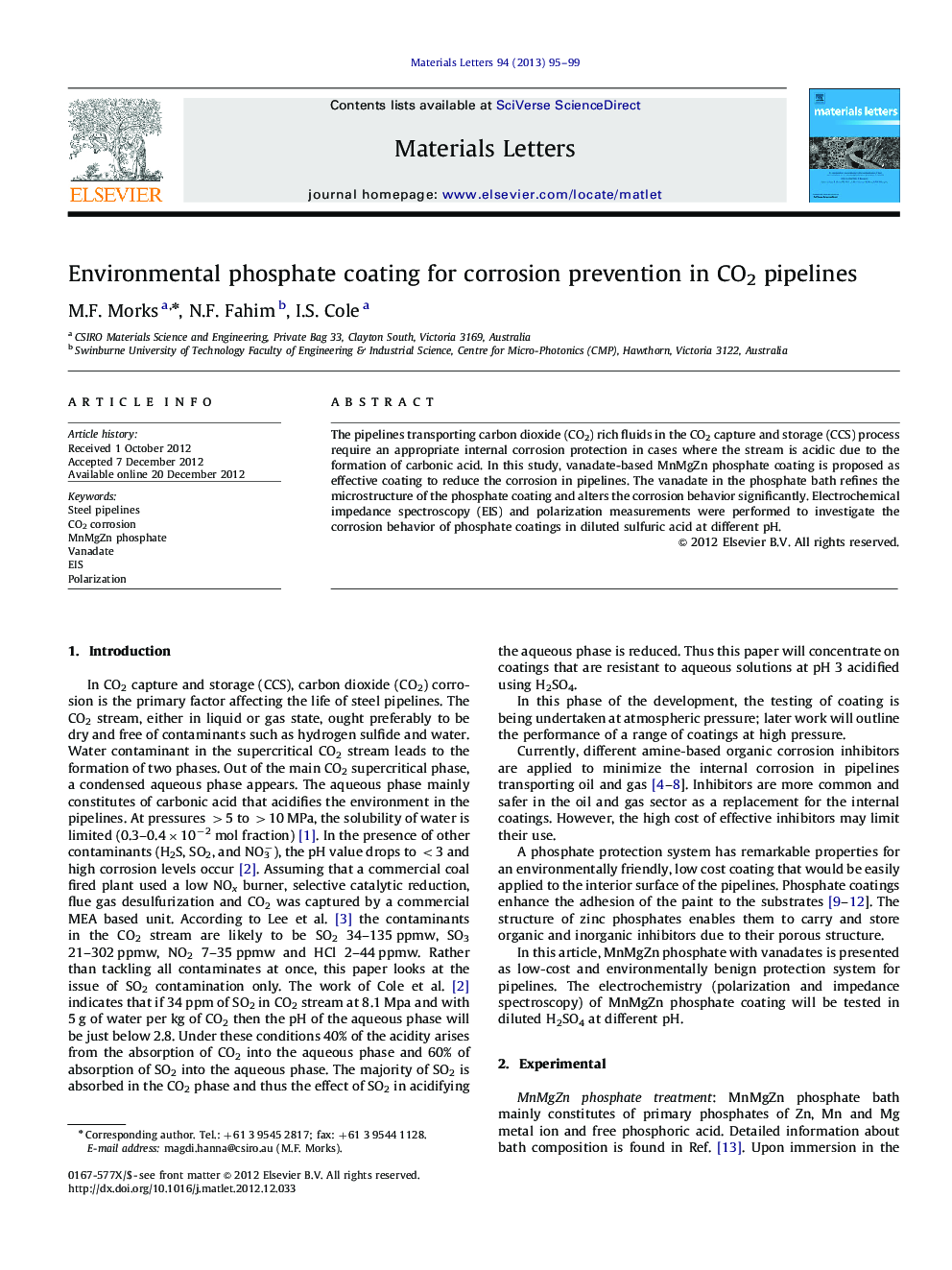 Environmental phosphate coating for corrosion prevention in CO2 pipelines