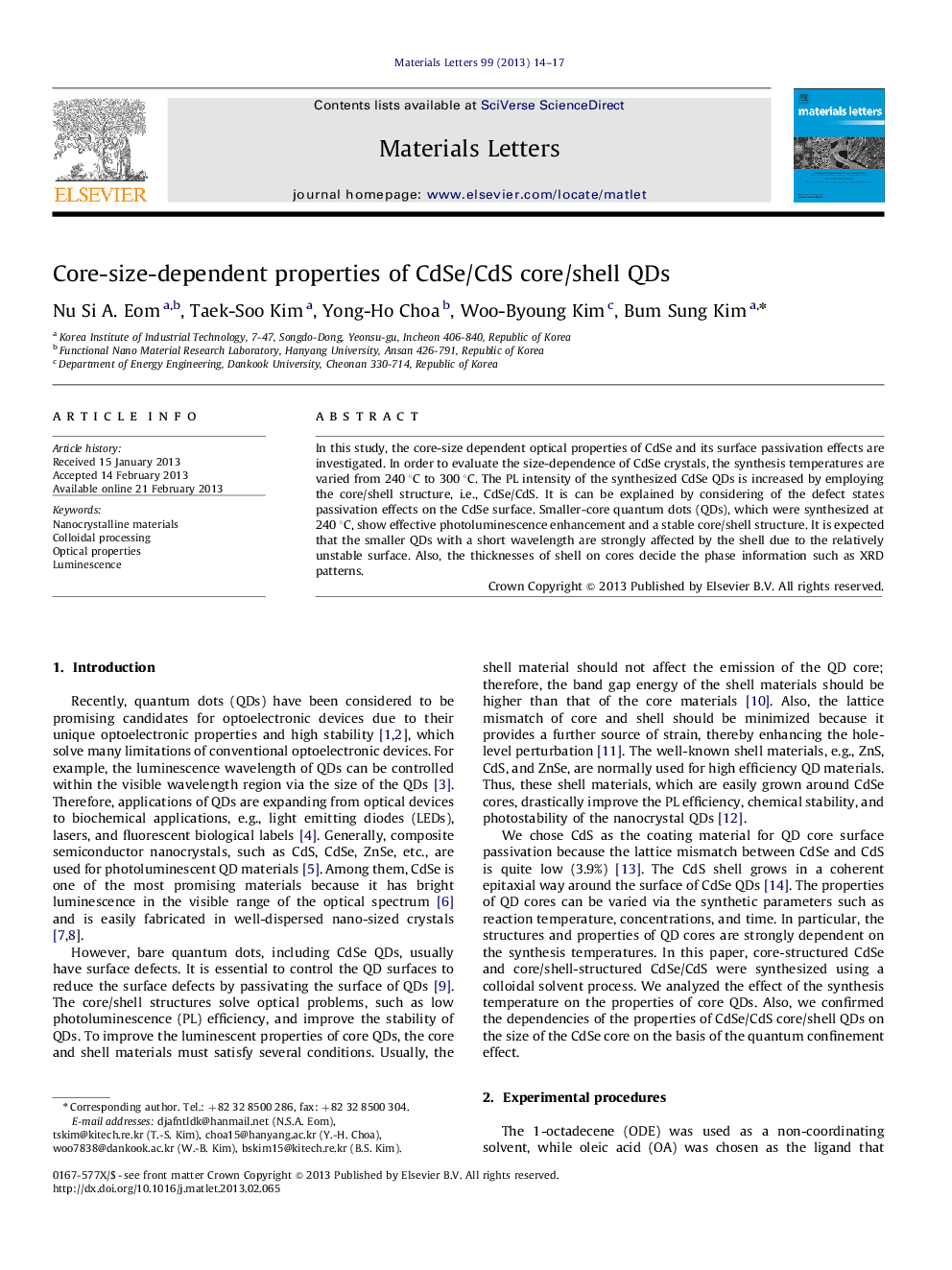 Core-size-dependent properties of CdSe/CdS core/shell QDs