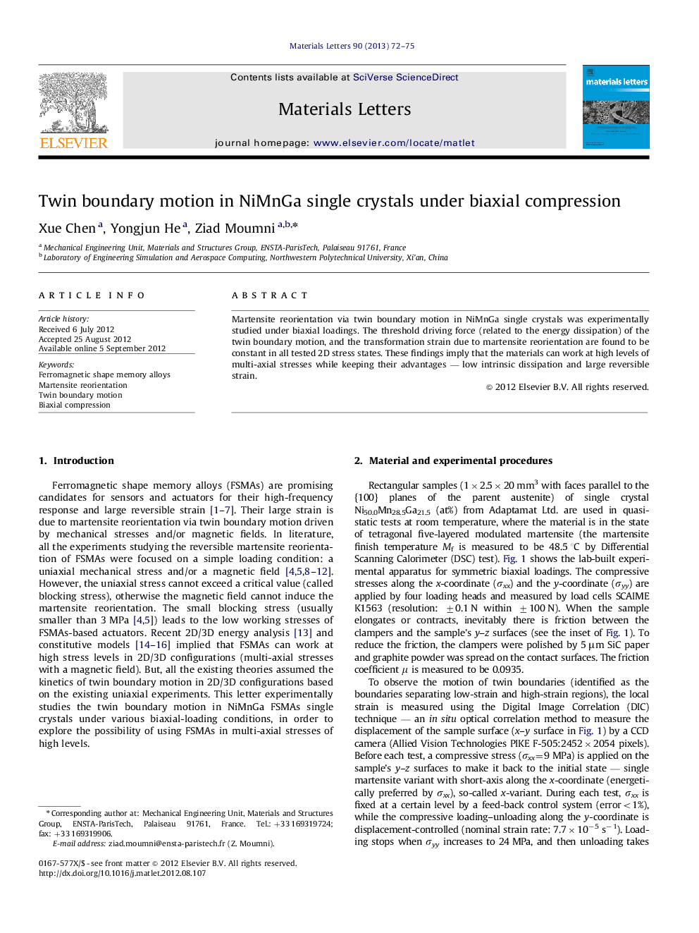 Twin boundary motion in NiMnGa single crystals under biaxial compression