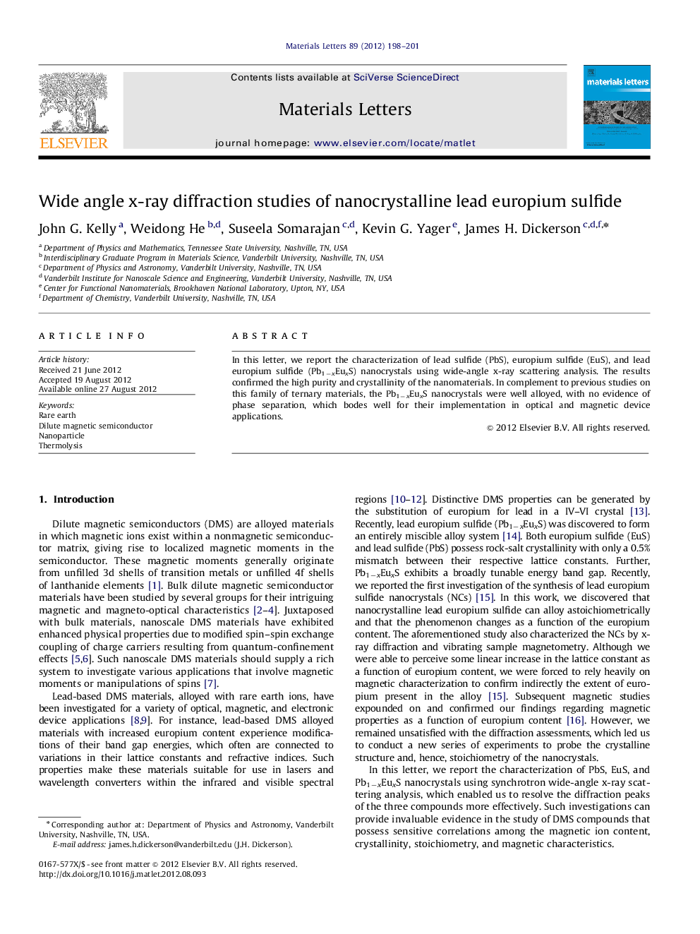 Wide angle x-ray diffraction studies of nanocrystalline lead europium sulfide