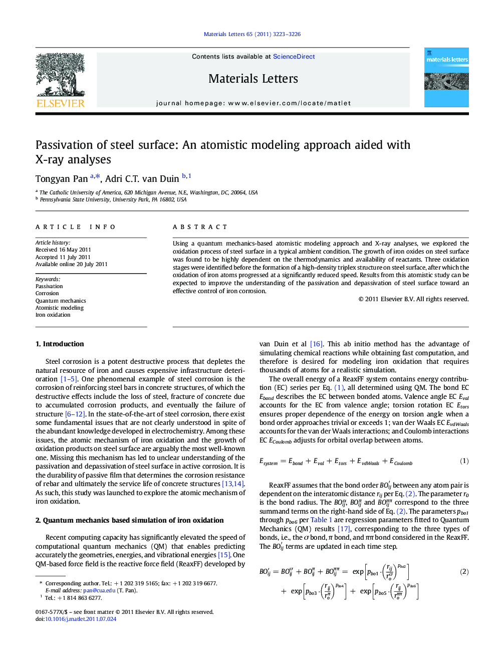 Passivation of steel surface: An atomistic modeling approach aided with X-ray analyses