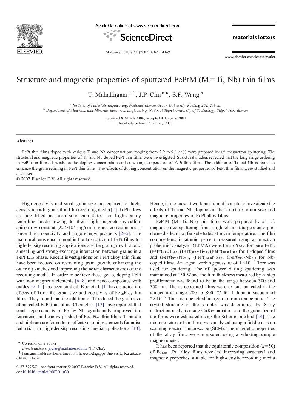 Structure and magnetic properties of sputtered FePtM (M = Ti, Nb) thin films