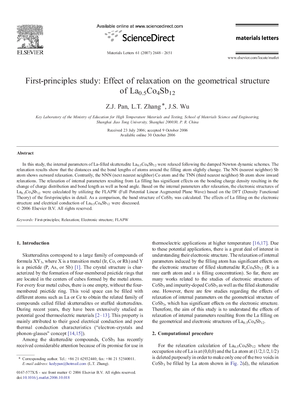 First-principles study: Effect of relaxation on the geometrical structure of La0.5Co4Sb12