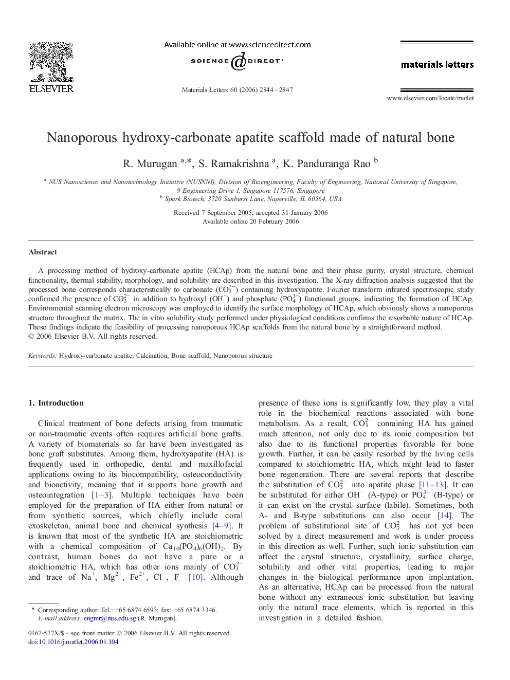 Nanoporous hydroxy-carbonate apatite scaffold made of natural bone