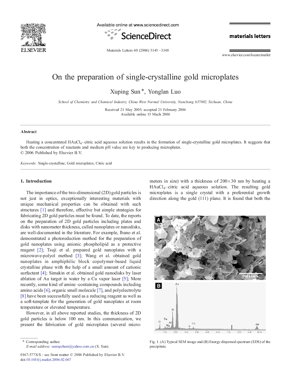 On the preparation of single-crystalline gold microplates