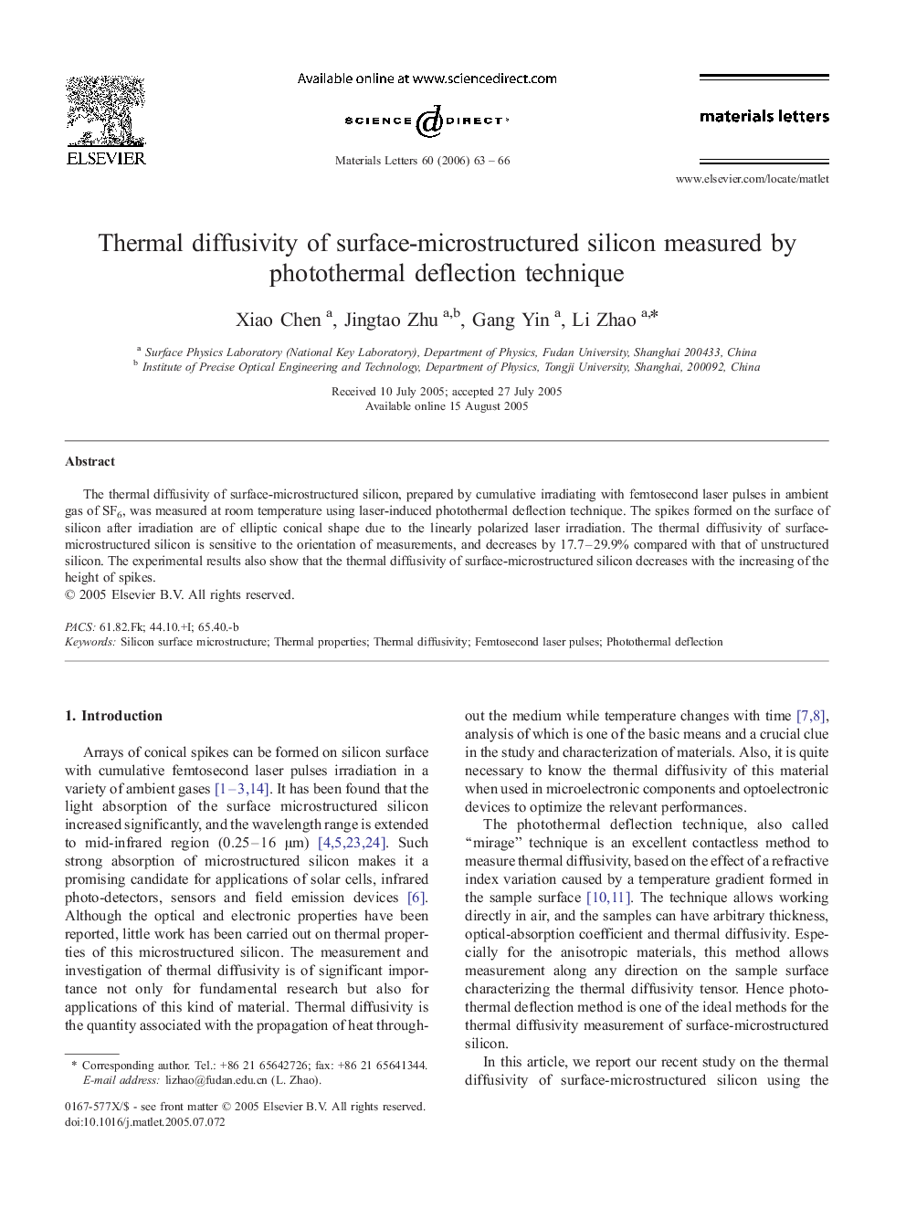 Thermal diffusivity of surface-microstructured silicon measured by photothermal deflection technique