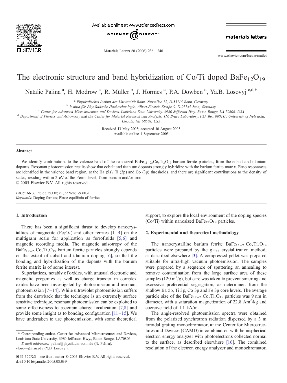 The electronic structure and band hybridization of Co/Ti doped BaFe12O19