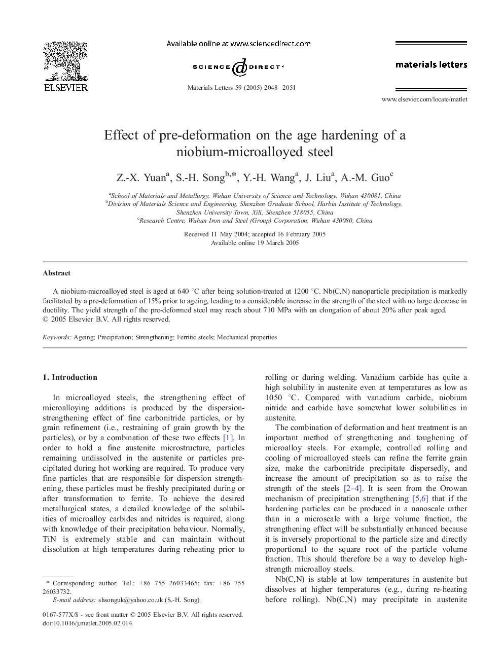 Effect of pre-deformation on the age hardening of a niobium-microalloyed steel