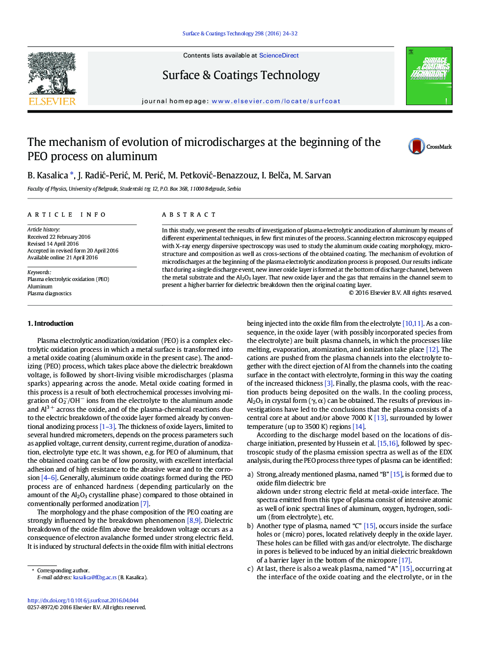 The mechanism of evolution of microdischarges at the beginning of the PEO process on aluminum