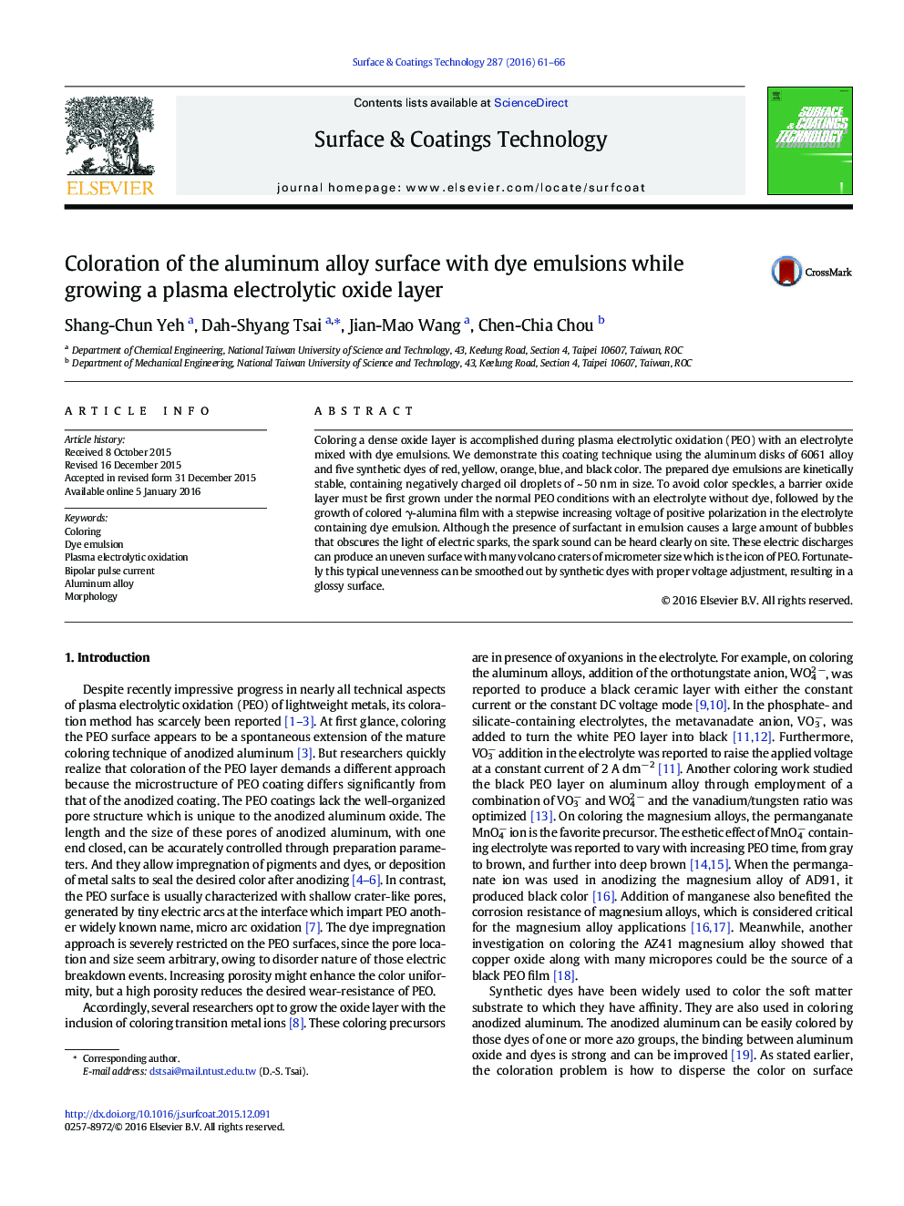 Coloration of the aluminum alloy surface with dye emulsions while growing a plasma electrolytic oxide layer