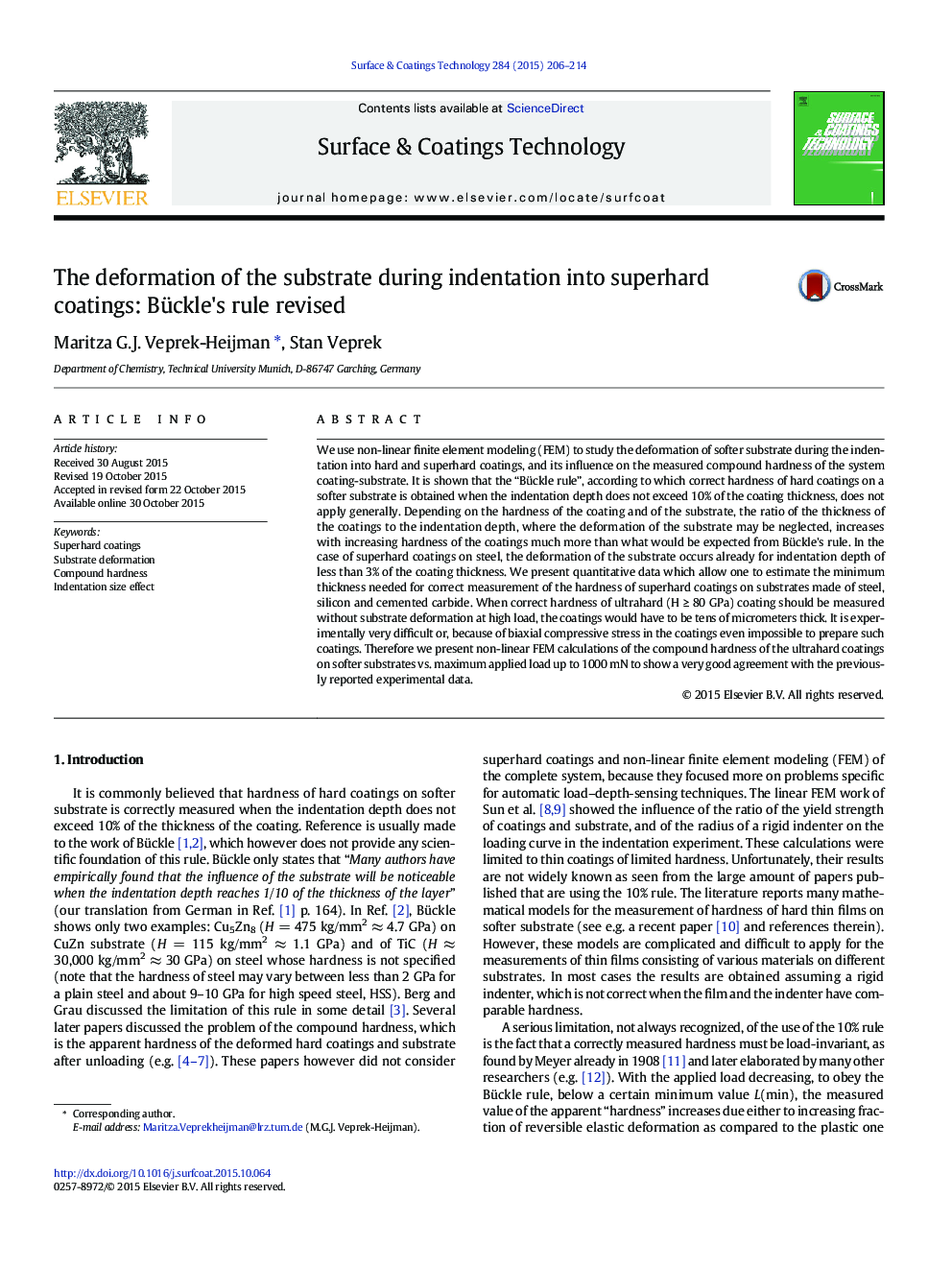 The deformation of the substrate during indentation into superhard coatings: Bückle's rule revised