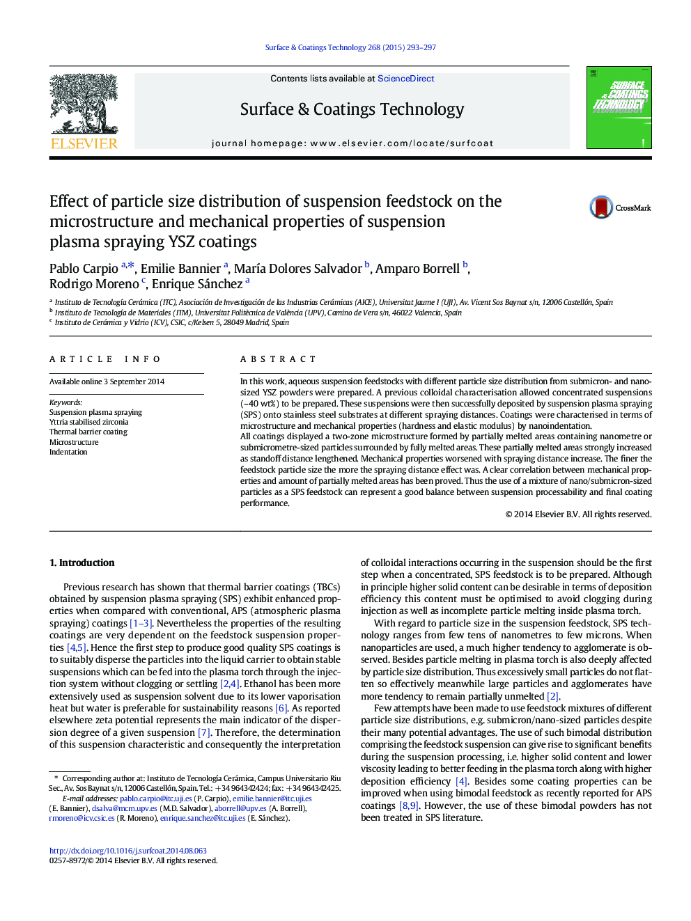 Effect of particle size distribution of suspension feedstock on the microstructure and mechanical properties of suspension plasma spraying YSZ coatings