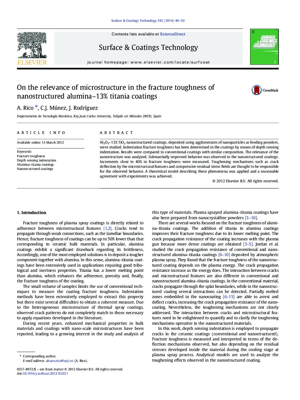 On the relevance of microstructure in the fracture toughness of nanostructured alumina–13% titania coatings