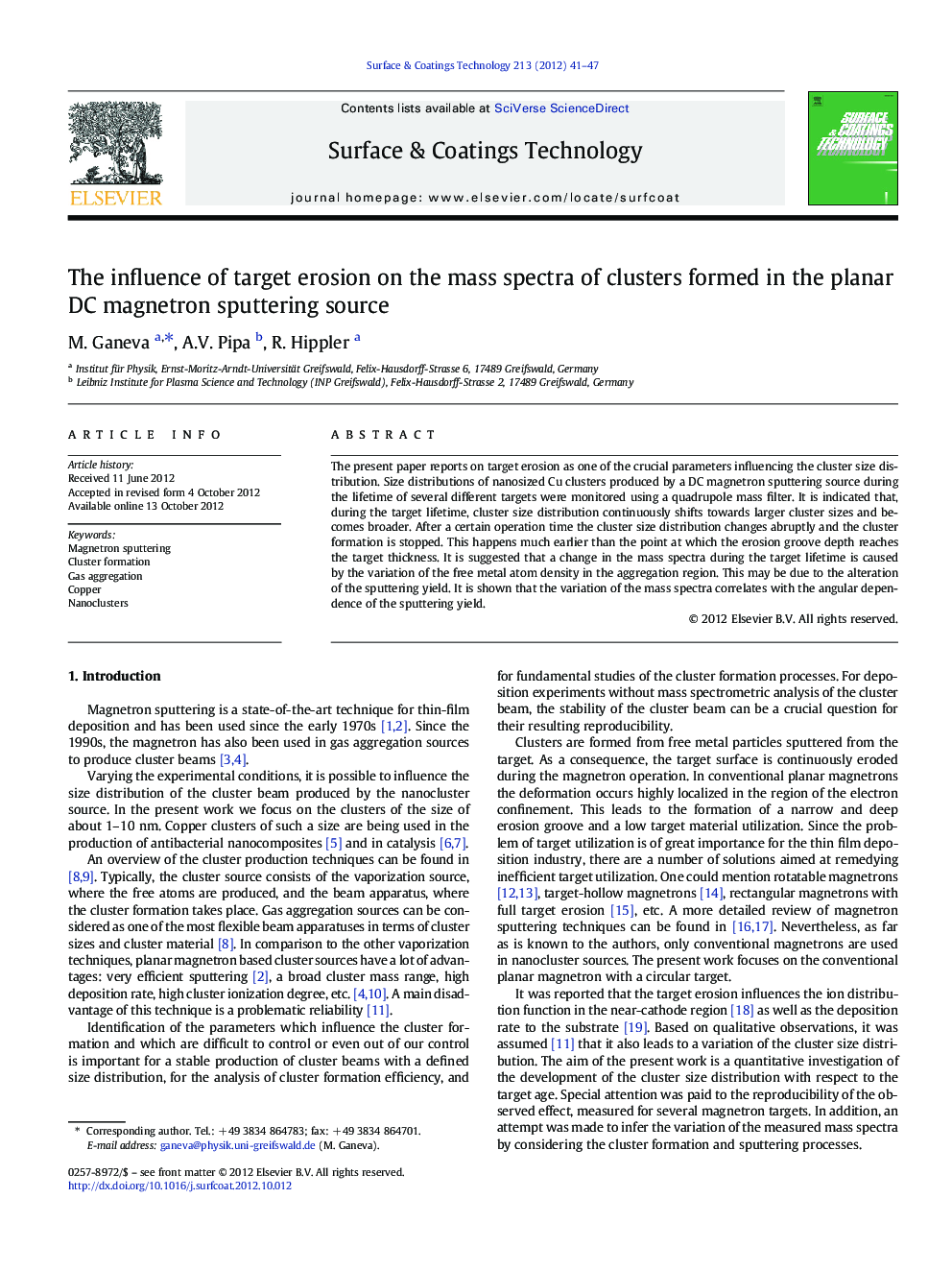 The influence of target erosion on the mass spectra of clusters formed in the planar DC magnetron sputtering source