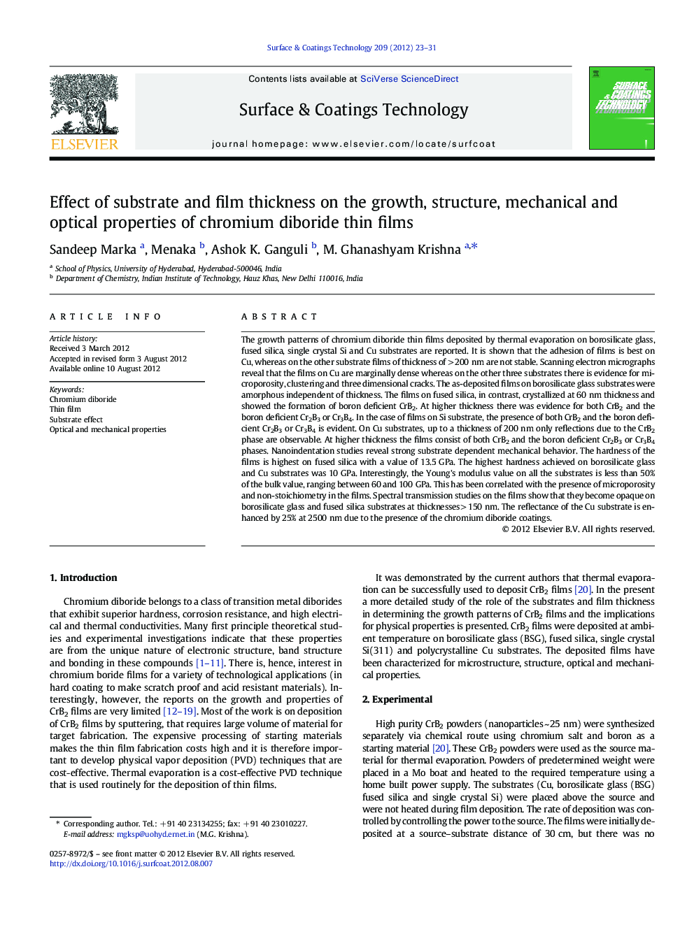 Effect of substrate and film thickness on the growth, structure, mechanical and optical properties of chromium diboride thin films