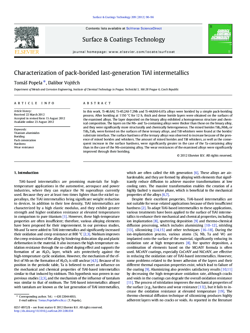 Characterization of pack-borided last-generation TiAl intermetallics