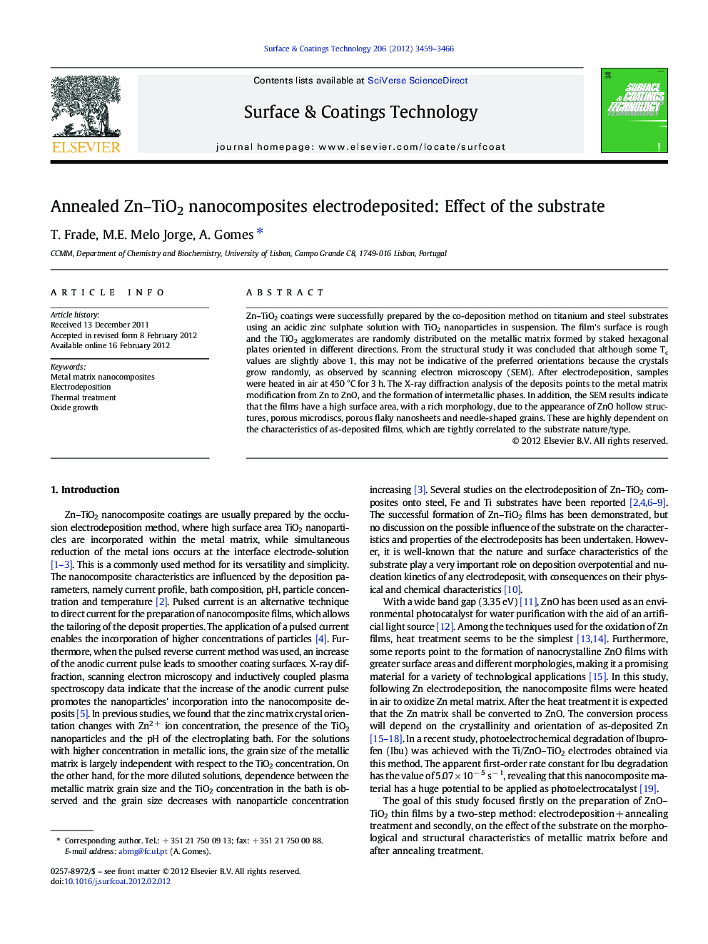 Annealed Zn-TiO2 nanocomposites electrodeposited: Effect of the substrate