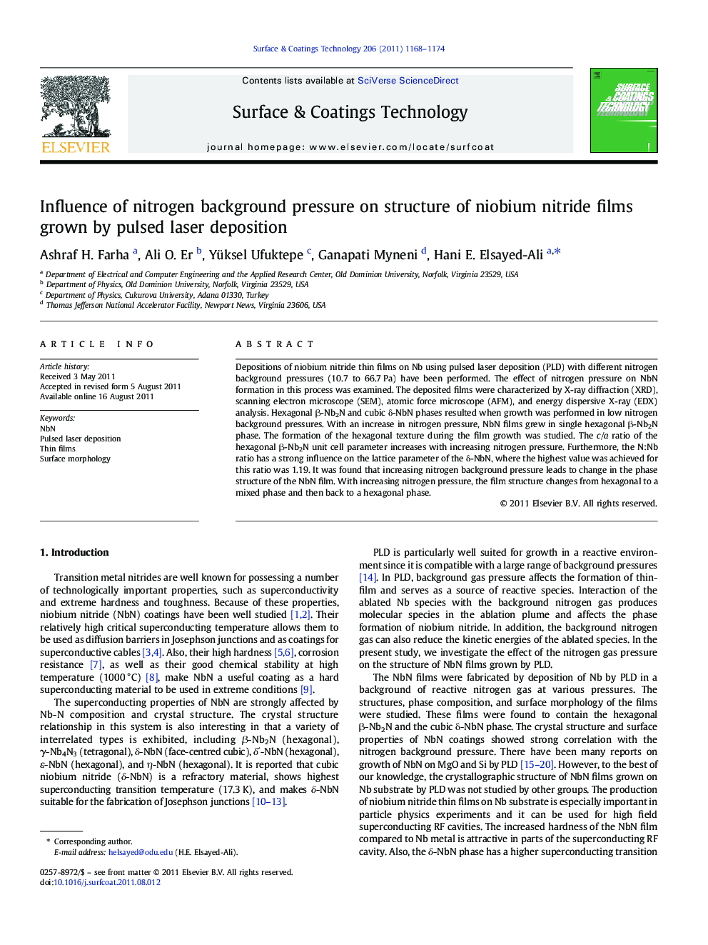 Influence of nitrogen background pressure on structure of niobium nitride films grown by pulsed laser deposition