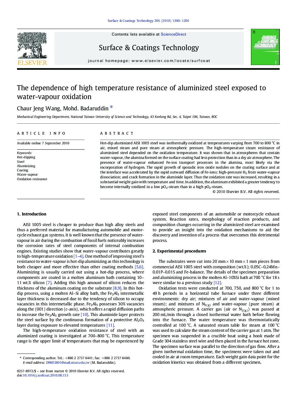 The dependence of high temperature resistance of aluminized steel exposed to water-vapour oxidation