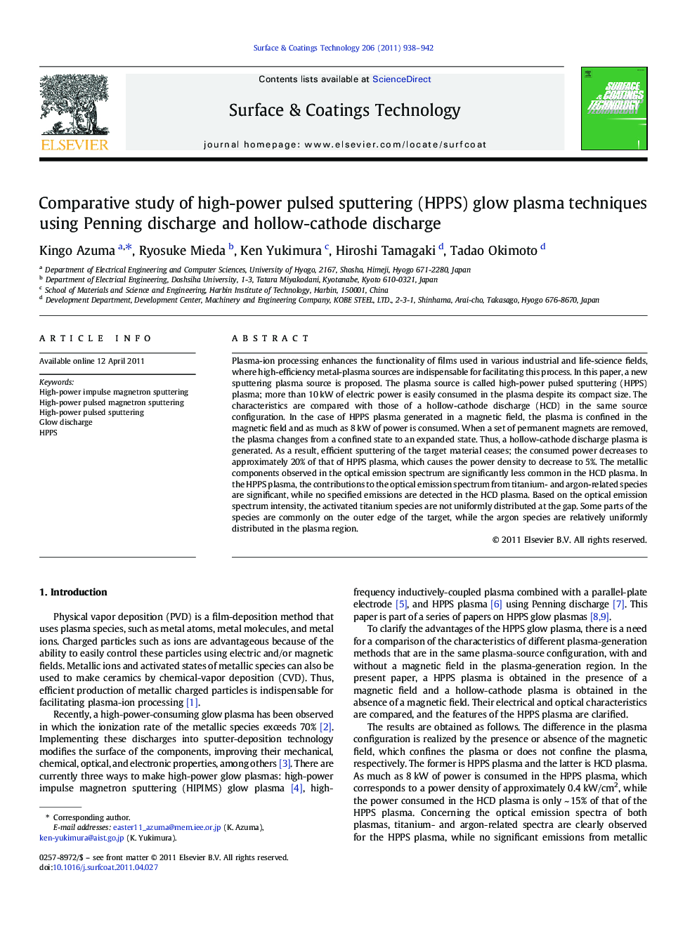 Comparative study of high-power pulsed sputtering (HPPS) glow plasma techniques using Penning discharge and hollow-cathode discharge