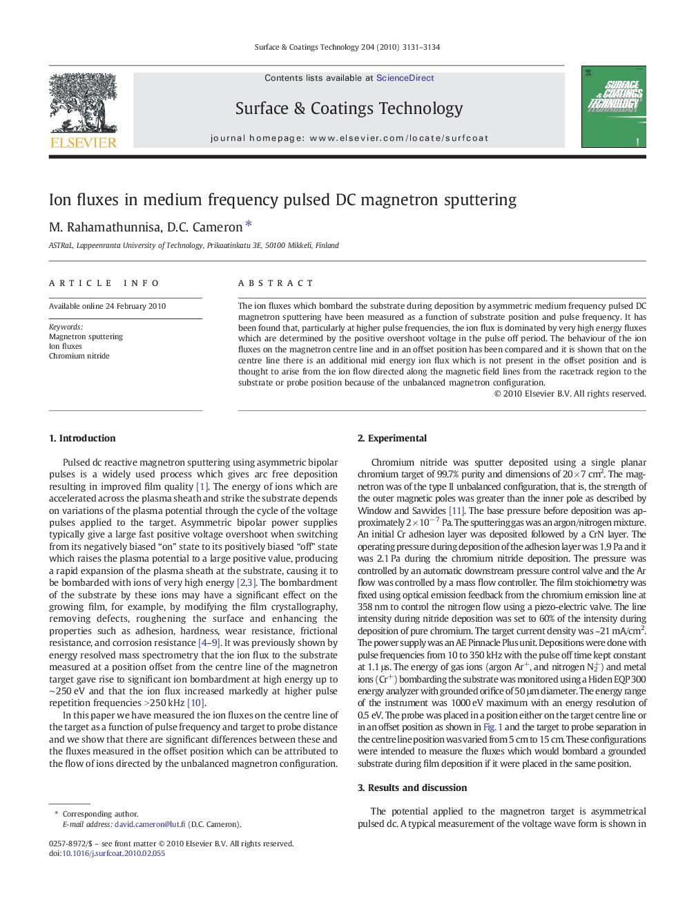 Ion fluxes in medium frequency pulsed DC magnetron sputtering