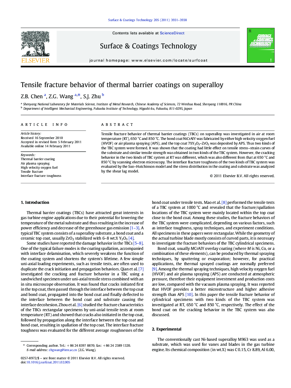 Tensile fracture behavior of thermal barrier coatings on superalloy