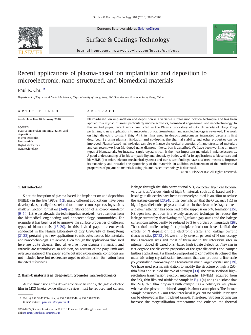 Recent applications of plasma-based ion implantation and deposition to microelectronic, nano-structured, and biomedical materials