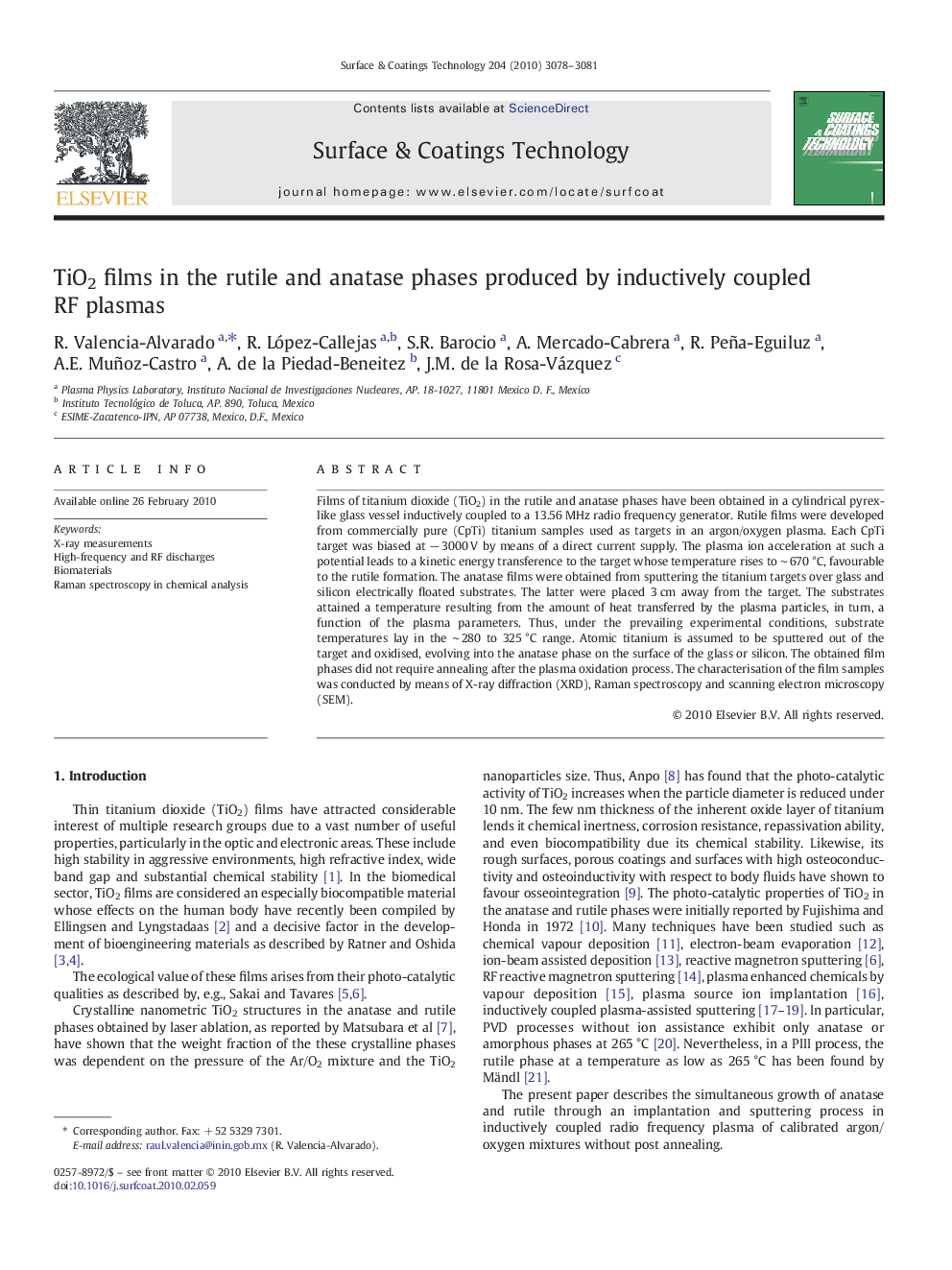 TiO2 films in the rutile and anatase phases produced by inductively coupled RF plasmas