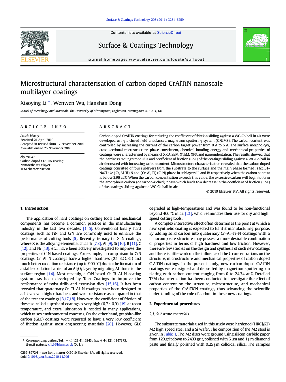 Microstructural characterisation of carbon doped CrAlTiN nanoscale multilayer coatings