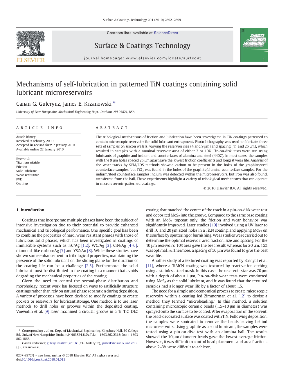 Mechanisms of self-lubrication in patterned TiN coatings containing solid lubricant microreservoirs