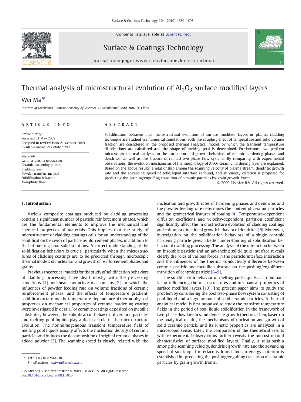 Thermal analysis of microstructural evolution of Al2O3 surface modified layers