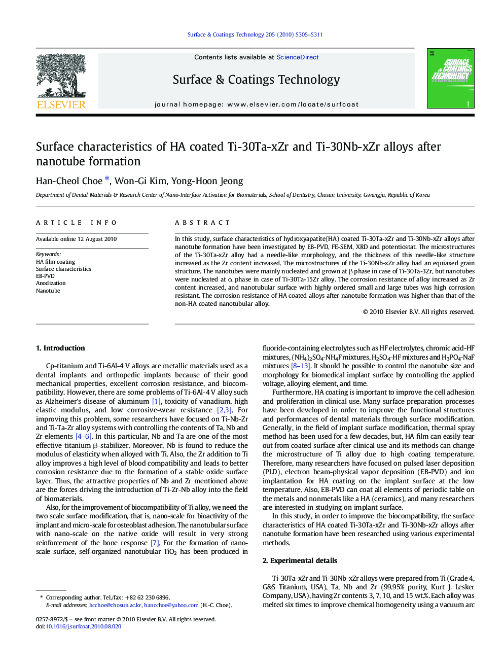 Surface characteristics of HA coated Ti-30Ta-xZr and Ti-30Nb-xZr alloys after nanotube formation