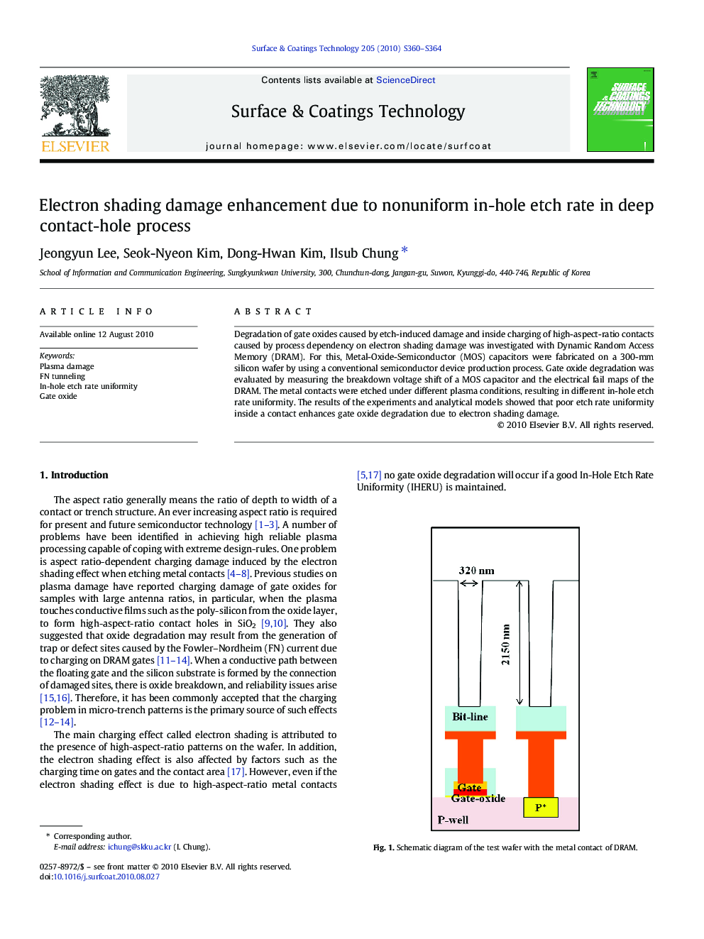 Electron shading damage enhancement due to nonuniform in-hole etch rate in deep contact-hole process