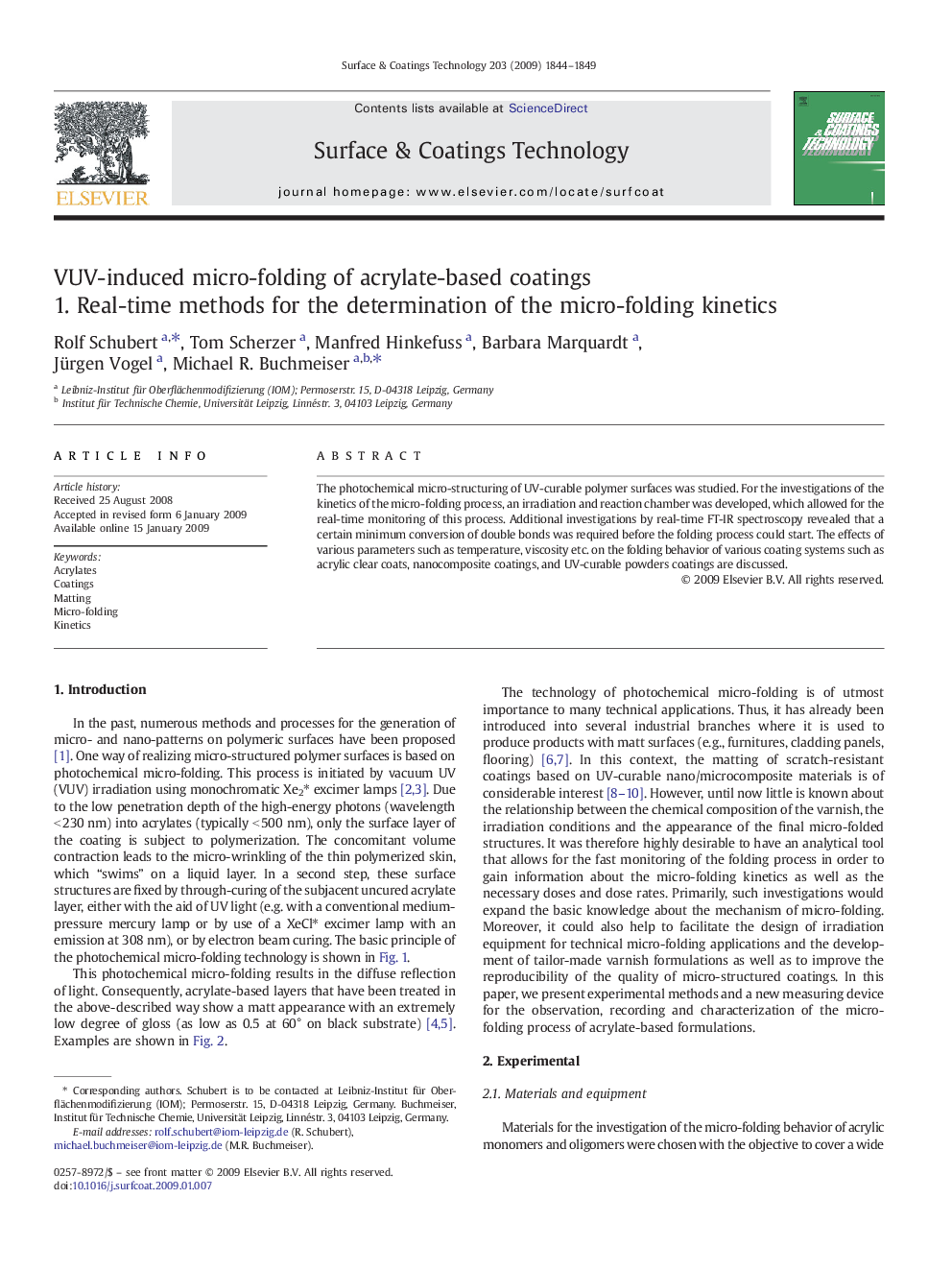 VUV-induced micro-folding of acrylate-based coatings