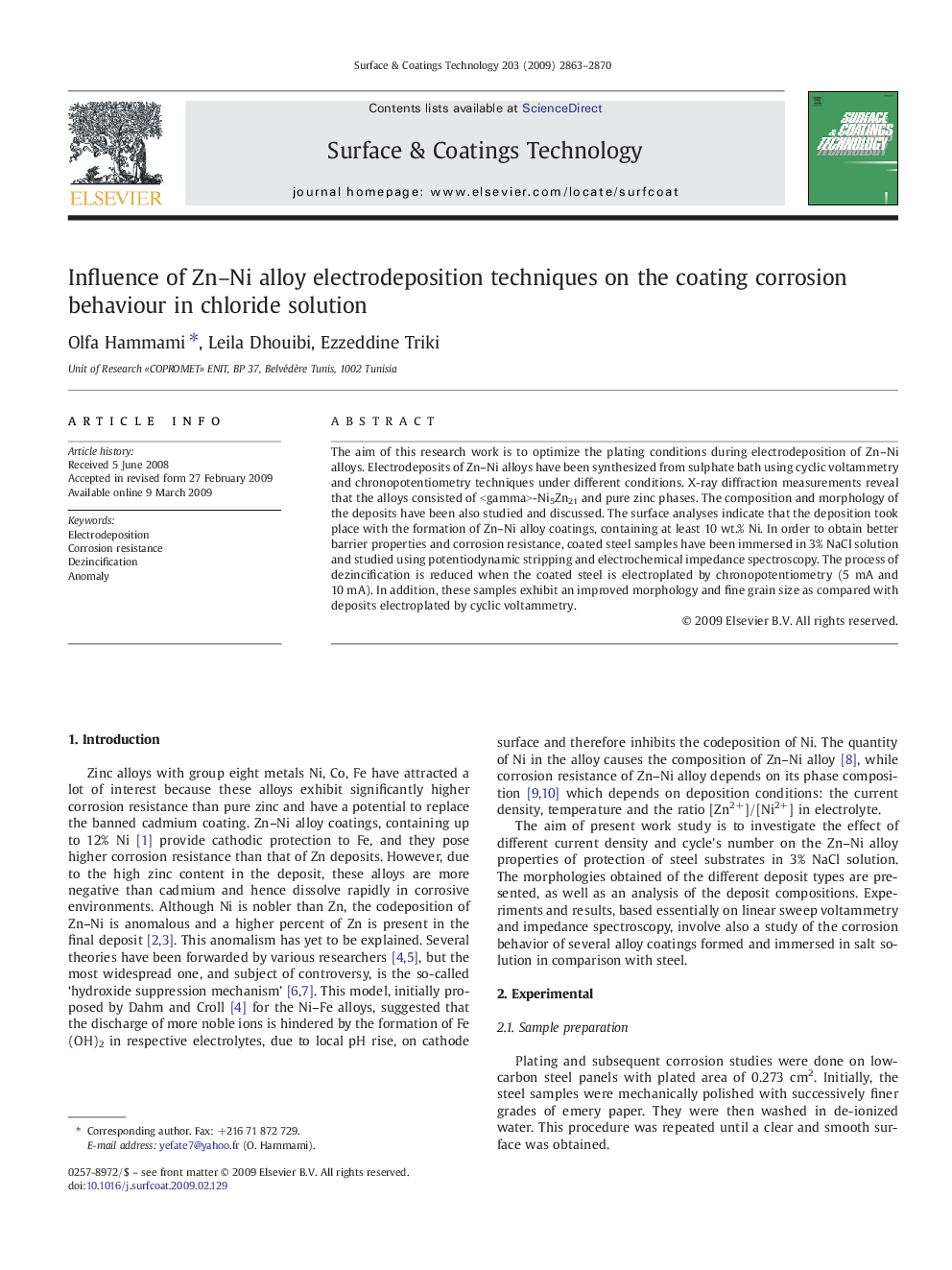 Influence of Zn–Ni alloy electrodeposition techniques on the coating corrosion behaviour in chloride solution