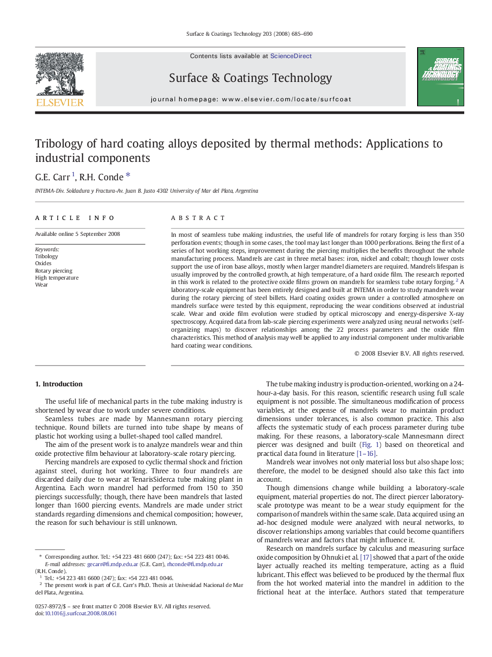 Tribology of hard coating alloys deposited by thermal methods: Applications to industrial components