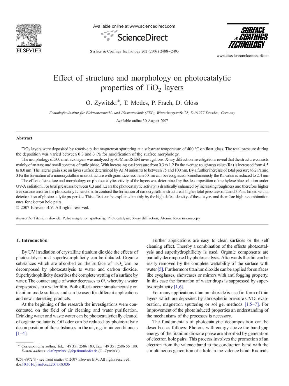 Effect of structure and morphology on photocatalytic properties of TiO2 layers