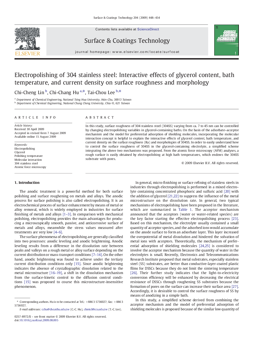 Electropolishing of 304 stainless steel: Interactive effects of glycerol content, bath temperature, and current density on surface roughness and morphology