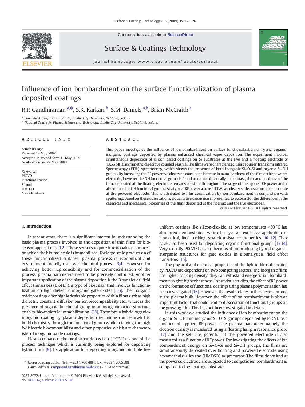 Influence of ion bombardment on the surface functionalization of plasma deposited coatings