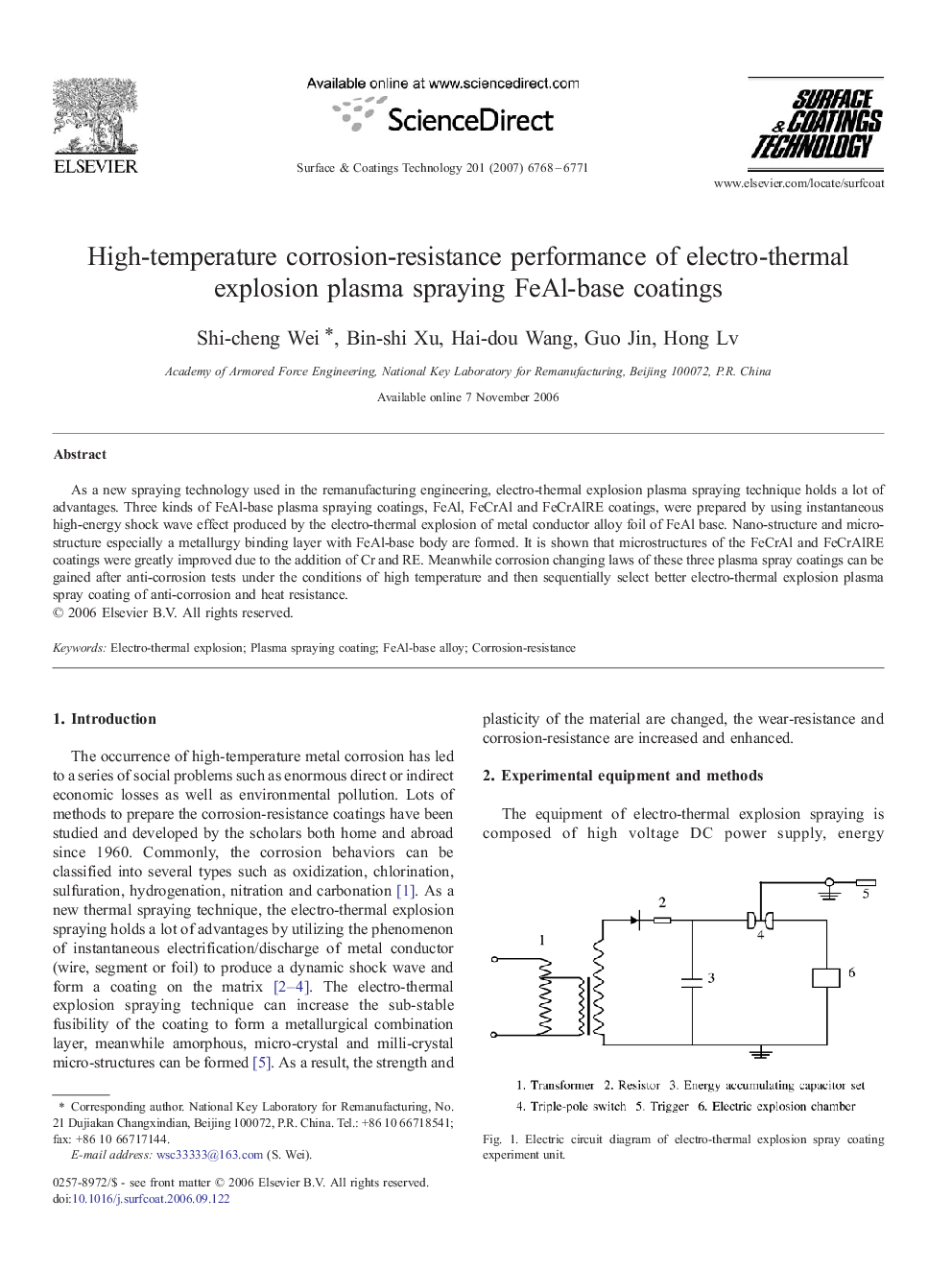 High-temperature corrosion-resistance performance of electro-thermal explosion plasma spraying FeAl-base coatings