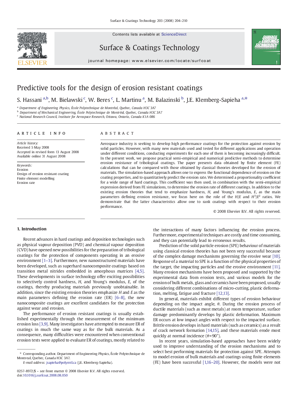 Predictive tools for the design of erosion resistant coatings